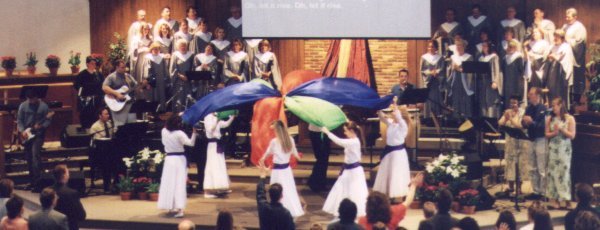 Worship Team at Easter service 2002